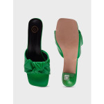 Women Green PU Party Mules with Bows